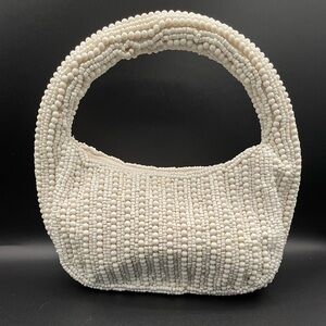 Antik Kraft White Beaded Hobo Bag